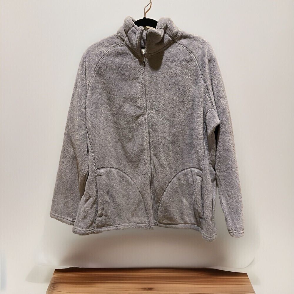 Bobbie Brooks Plus Fleece Jacket Women's Size 2X Gray Full Zip Soft EUC